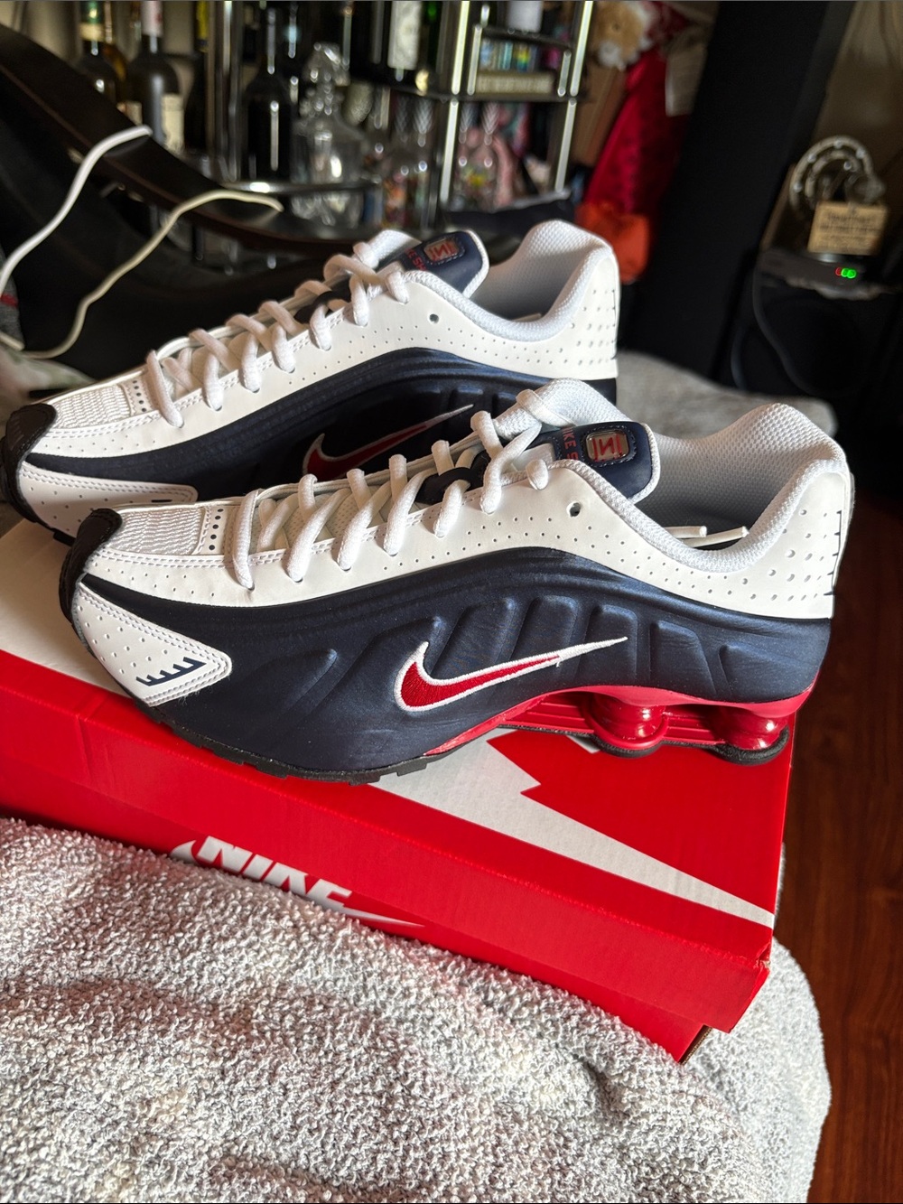 Nike -AIR Shox White Navy Red Women’s Sneakers